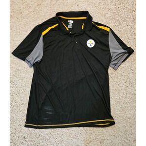 Team NFL Pittsburgh Steelers Polo Shirt Men's XX Large Black Yellow Gray